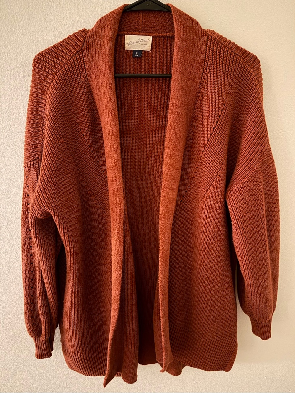 Universal Thread Open-Front Rust Orange Knit Cardigan